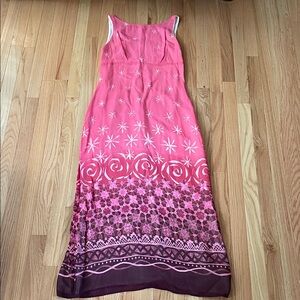 Vintage Tessuto Maxi Dress Womens Medium Pink Sleeveless Resort Vacation Beach
